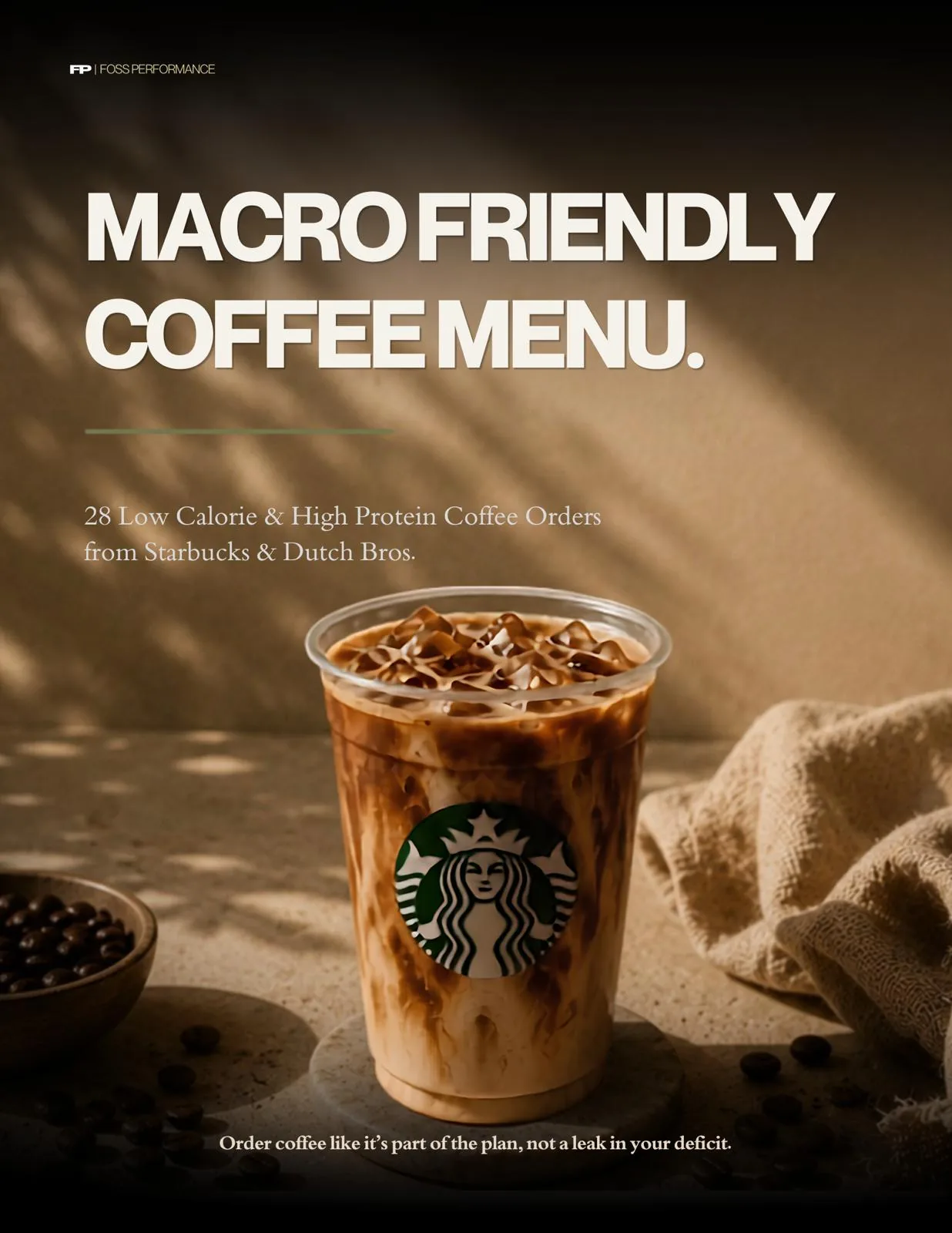 Macro-friendly coffee menu cover