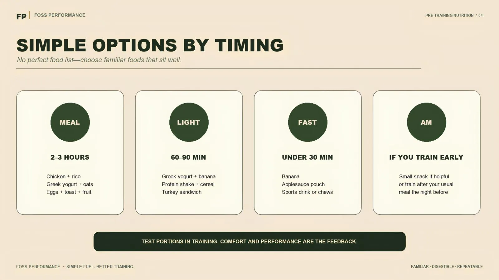 Simple pre-training options by timing